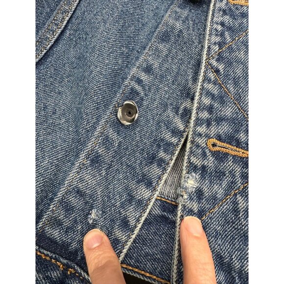 Vintage Lee Denim Jacket Blue Jean Large Trucker Cowboy1990s Retro Western - Picture 8 of 10